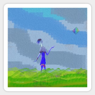 Kiting in Green Fields Sticker